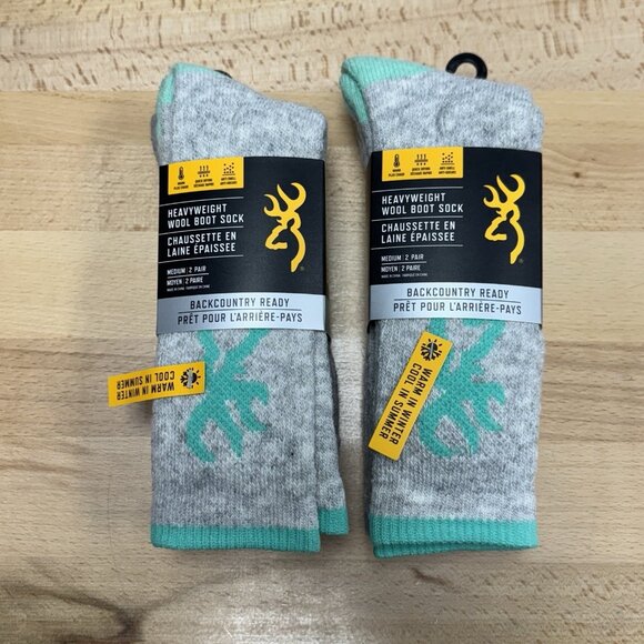 Browning Women's Rowan Heavyweight Wool Boot Socks 4 PAIRS M/6-10 Hunting Grey - Picture 3 of 5